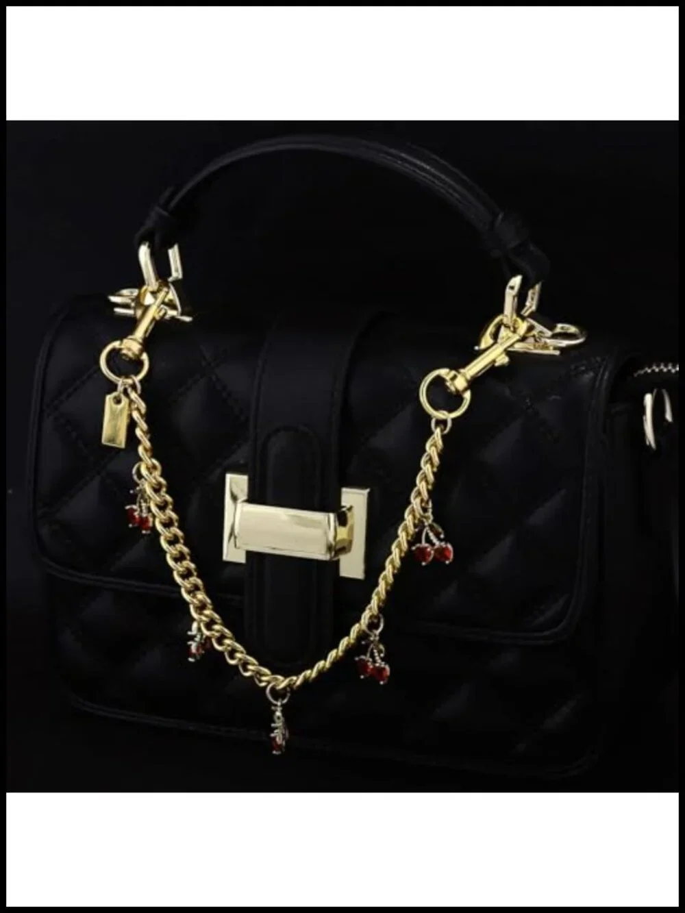 Cherry Charms Bag Chain Keychain - Metal Key Ring Purse Accessory